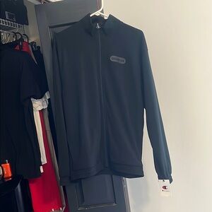 Champion Black Windbreaker Jacket Lightweight Athletic Wear-